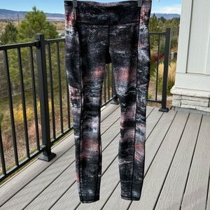 Lululemon Black, Pink, and White Galaxy Print Leggings